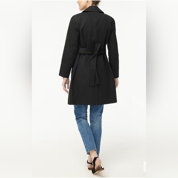 J.Crew Factory Black Trench Coat size 0, nwt B0622 - Picture 3 of 11